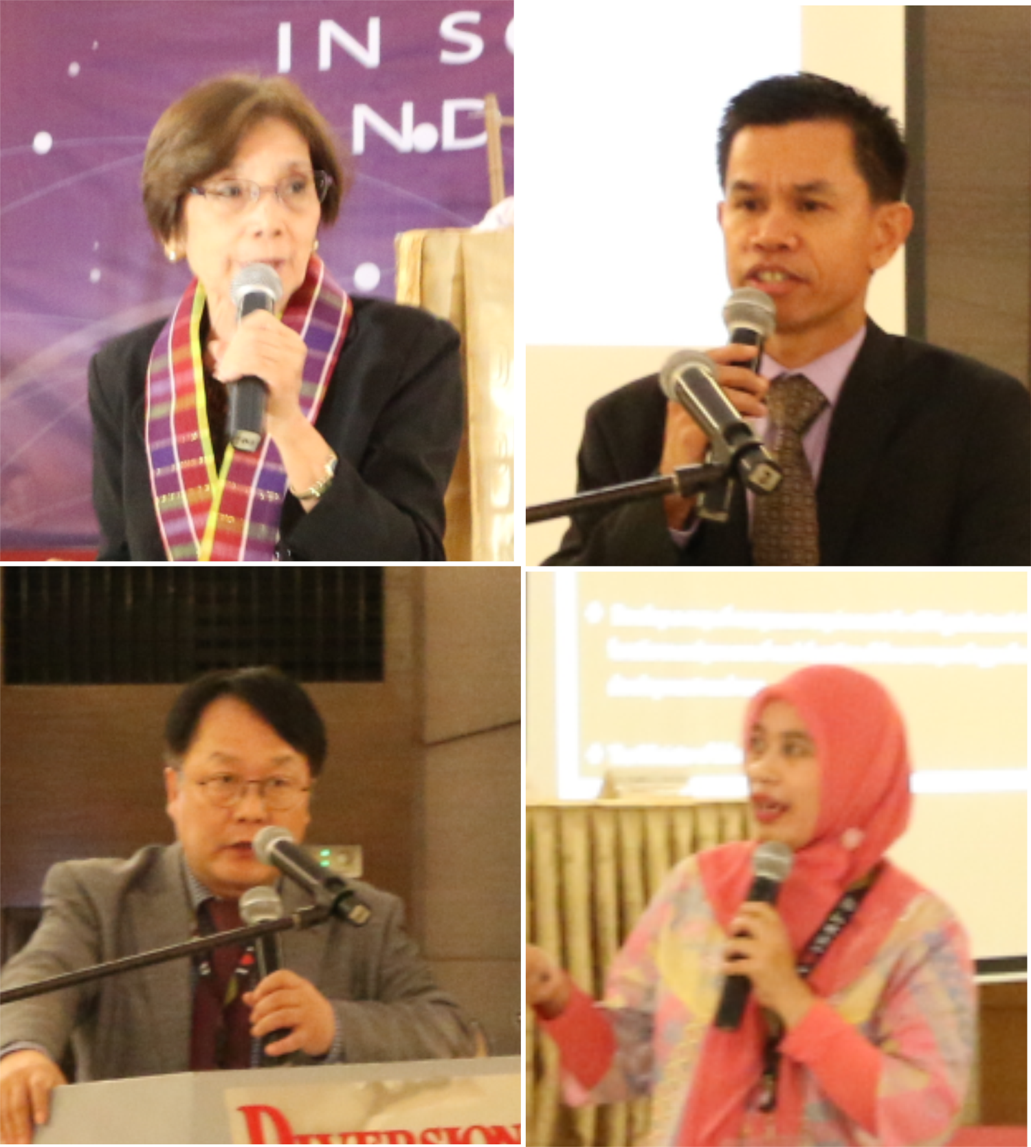 The plenary speakers. clockwise: Dr. Alumanda M. De La Rosa, Dr. Leonardo S. Sotaridona, Anita Widiawati and Dr. Hwang Gyu-Hee 