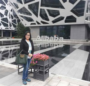 Dr. Misola at the entrance of Alibaba Office. 