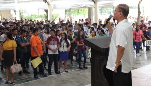 Dr. Raul F. Muyong welcomes the students, faculty, staff and parents on the first day of classes for Academic Year 2017-2018 on june 7, 2017 