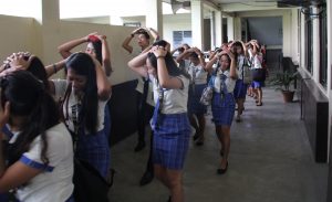 The students observe proper procedure in going to the designated evacuation center.