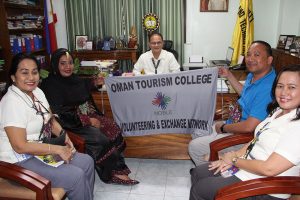 Samira Albalushi, Oman Tourism College representative visits the office of Dr. Raul F. Muyong. Also in picture are Dr, Nehema K. Misola, VPEA, Dr. Jeanneth Darroca, HRT Main Campus Head and a faculty member from ISAT U Dumanagas Campus.