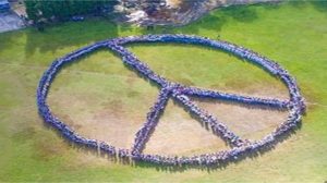 The Human Peace Sign at the ISAT U Football Field.