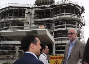 Dr. Carmelo V. Ambut, VPRE, tours RTI delegates to the on-going construction of the 60 million research Hub. 